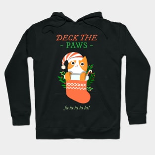 Deck the Paws (Deck the Halls) Christmas Cat in a Stocking Hoodie